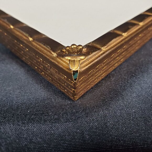 Pair VTG Gold Tone Picture Frames Hollywood Regency Decor Velvet Back MCM Crown - Picture 6 of 12